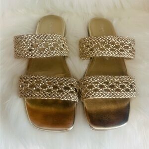 Calvin Klein Gold Braided Sandals